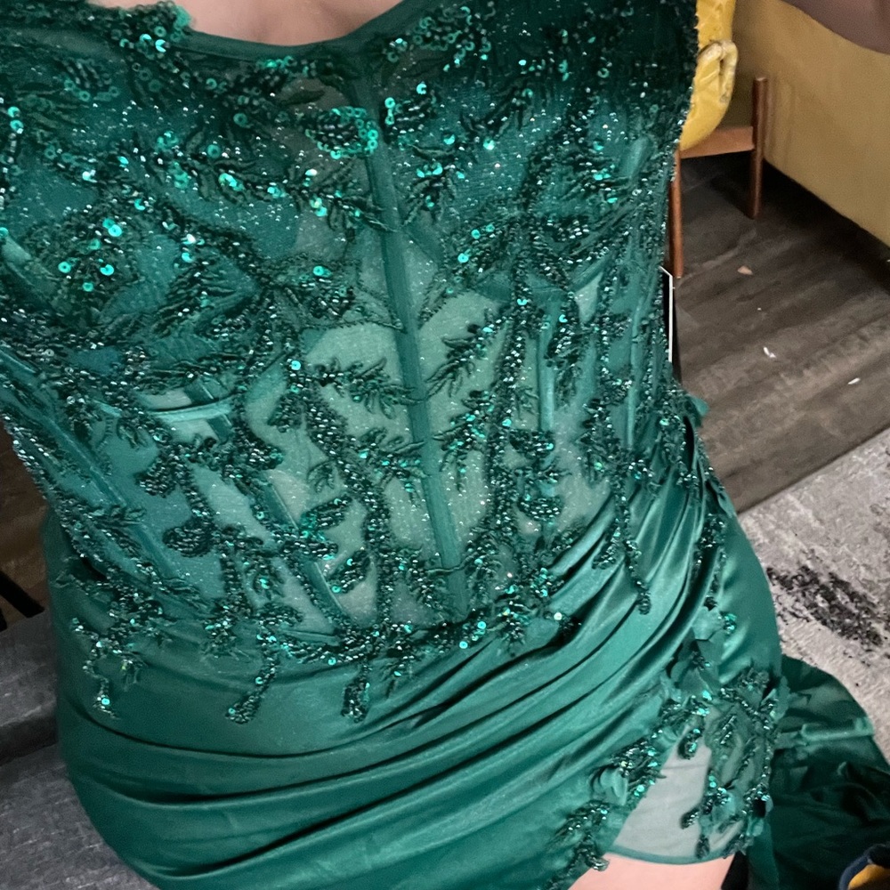 Forest Green beautiful dress with small train